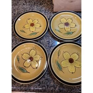 Designer's Collection Set Of 4 Salad/ Side Plates "Honey Flowers" Hand Painted